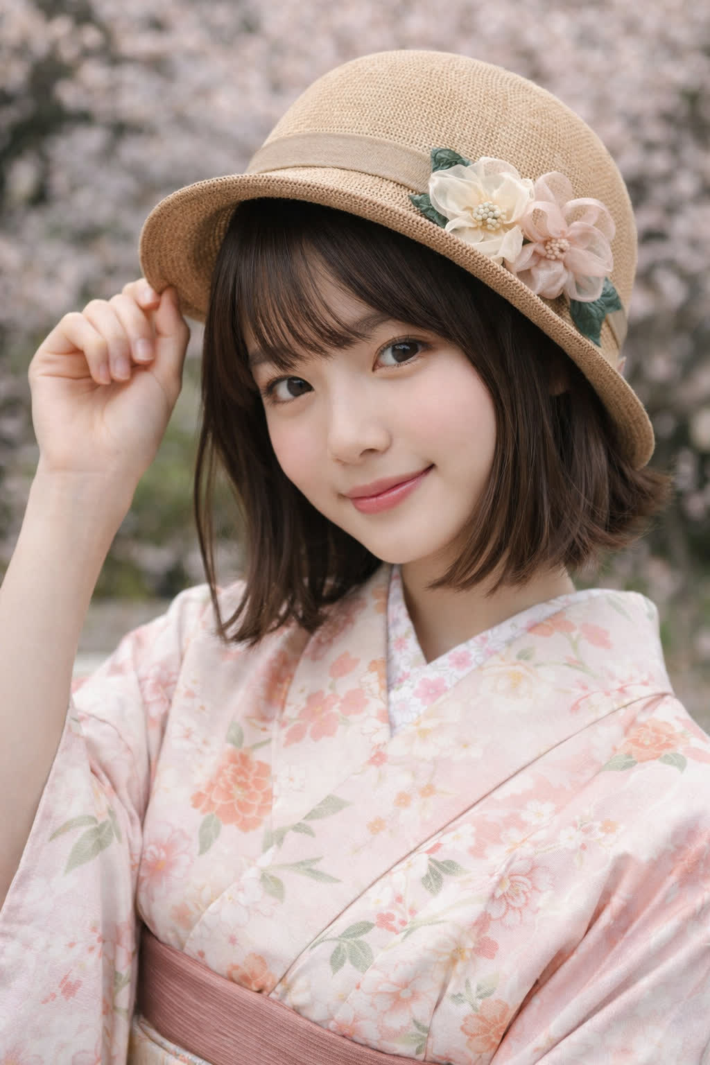 コサージュ付き ハット